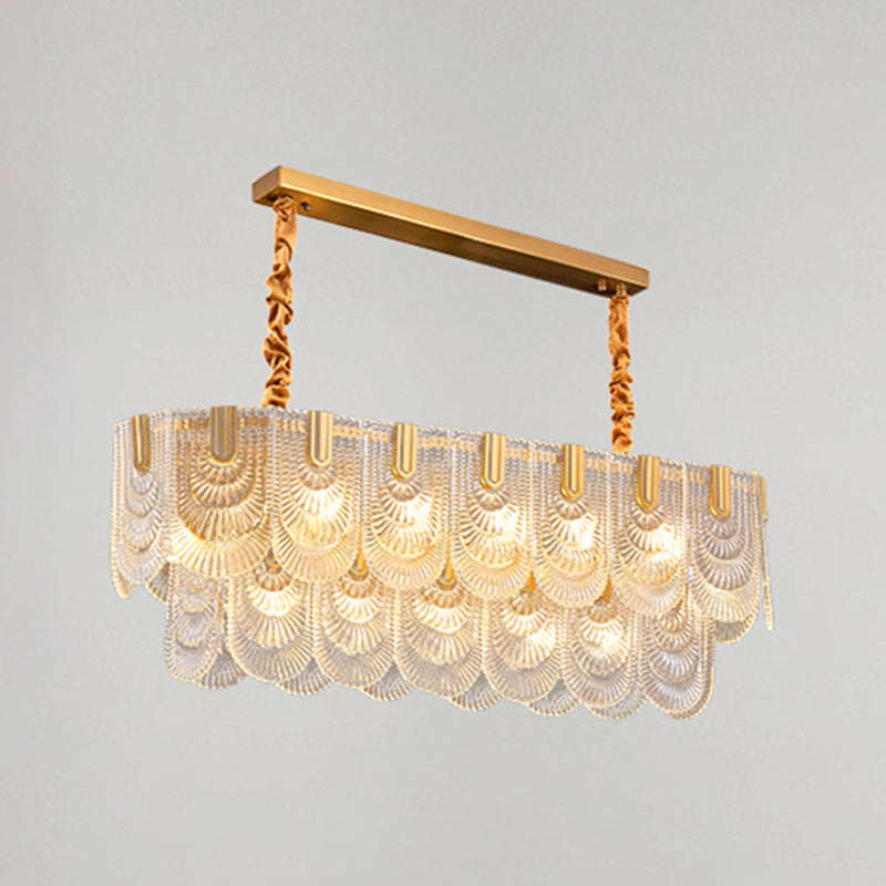 Contemporary Metal Pendant Light with Glass Shade for Living Room