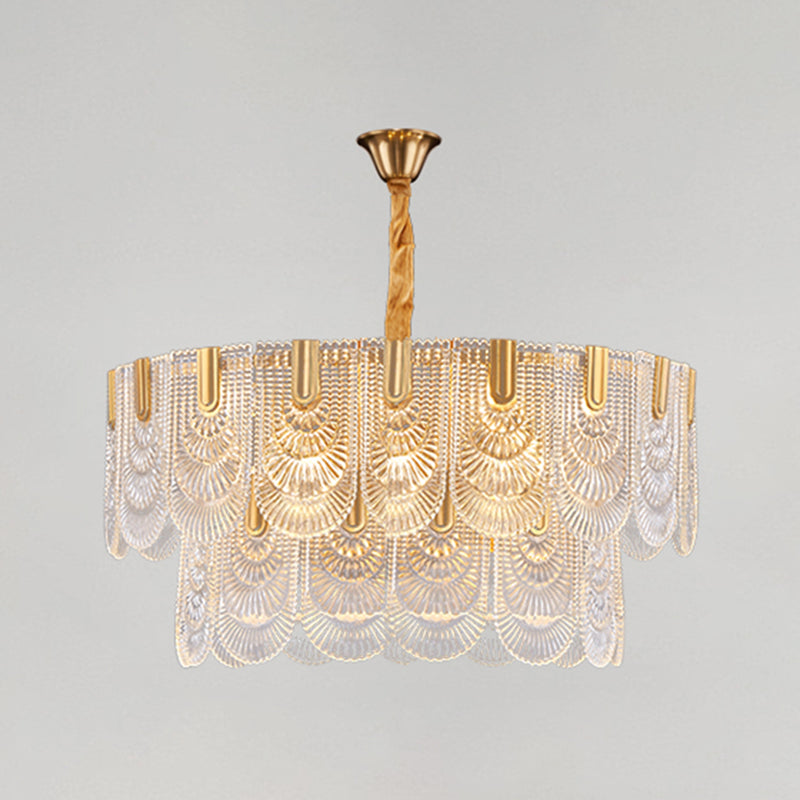Contemporary Metal Pendant Light with Glass Shade for Living Room