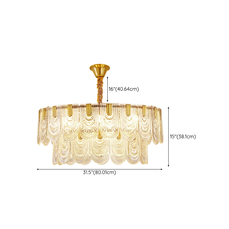Contemporary Metal Pendant Light with Glass Shade for Living Room
