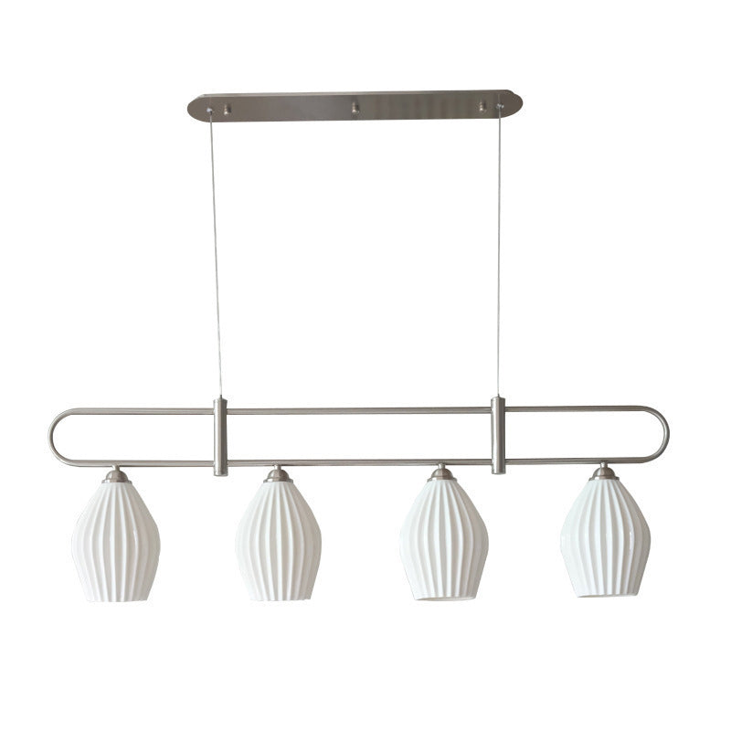 3/4-Light Modern Style Nickle/Chrome Shaded Statement Linear Kitchen Island Light