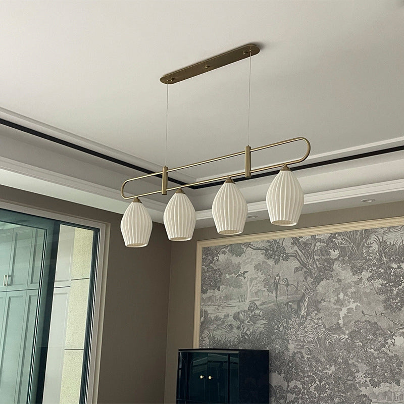 3/4-Light Modern Style Nickle/Chrome Shaded Statement Linear Kitchen Island Light