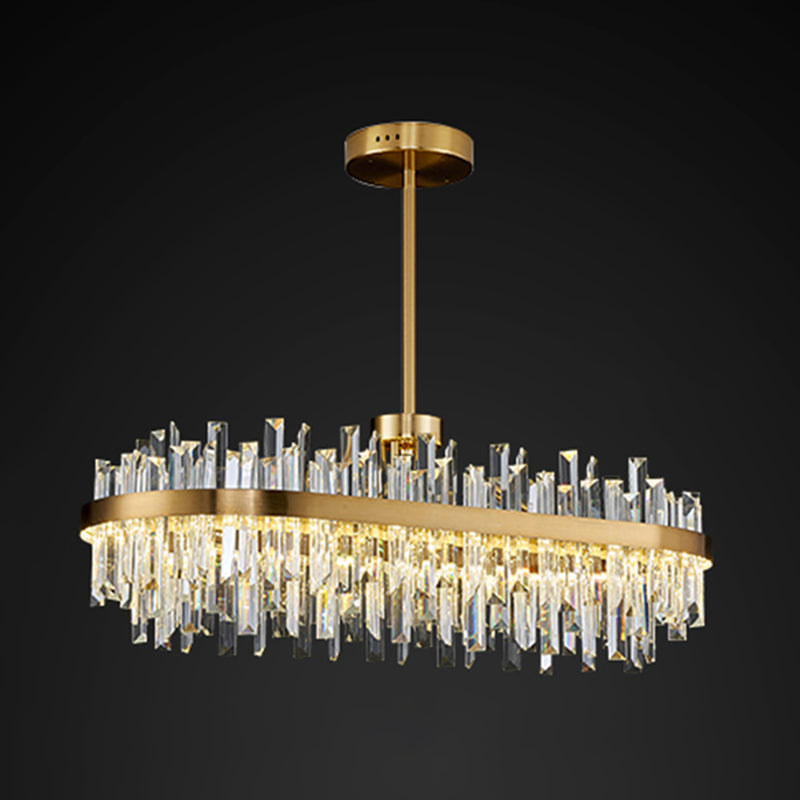 LED Contemporary Metal Pendant Light with Crystal Shade for Living Room