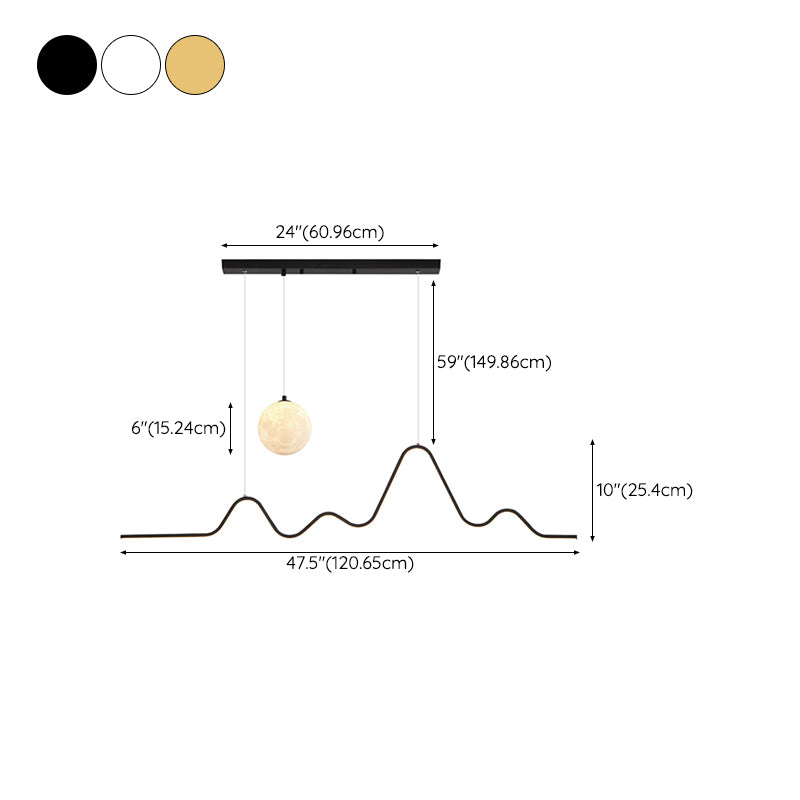2-Light White/Black/Golden Modernism Style Unique LED Kitchen Island Lighting