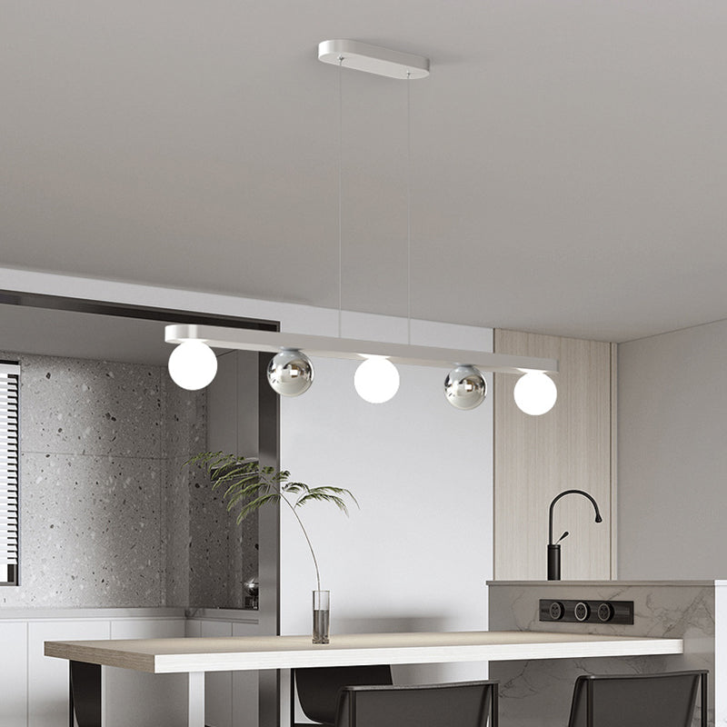 Contemporary Globe Hanging Pendant Lights in White for Dining Room