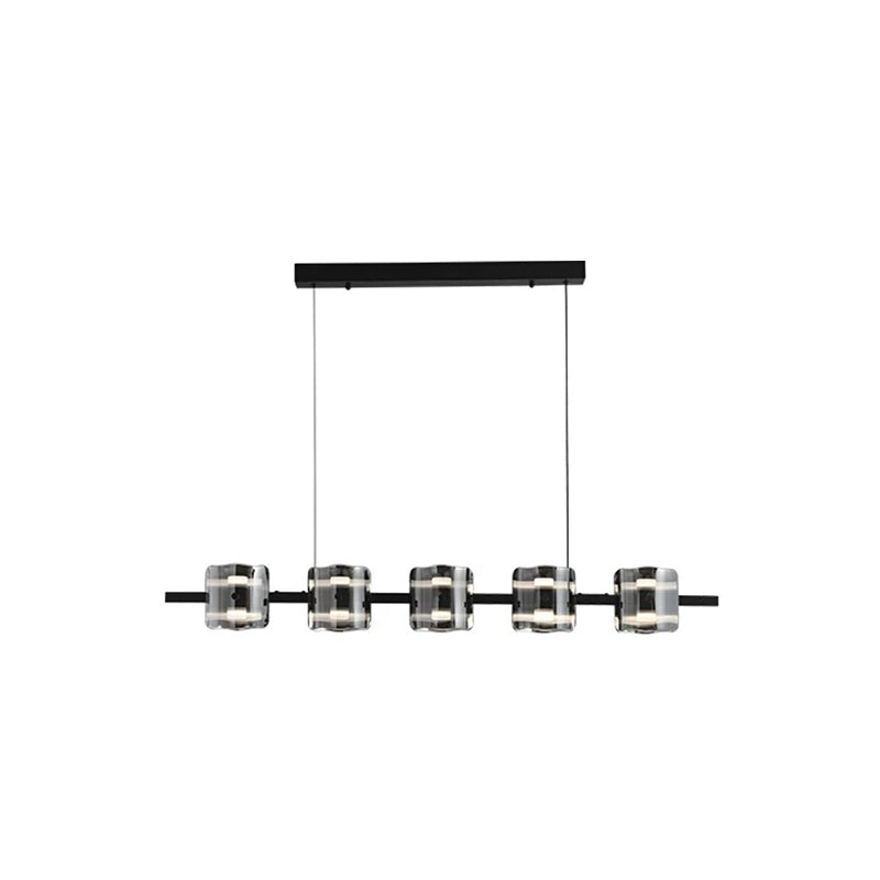 Contemporary Black Hanging Pendant Lights with Glass Shade for Dining Room