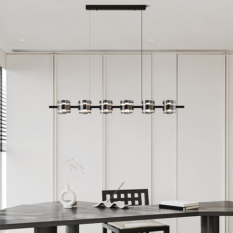 Contemporary Black Hanging Pendant Lights with Glass Shade for Dining Room