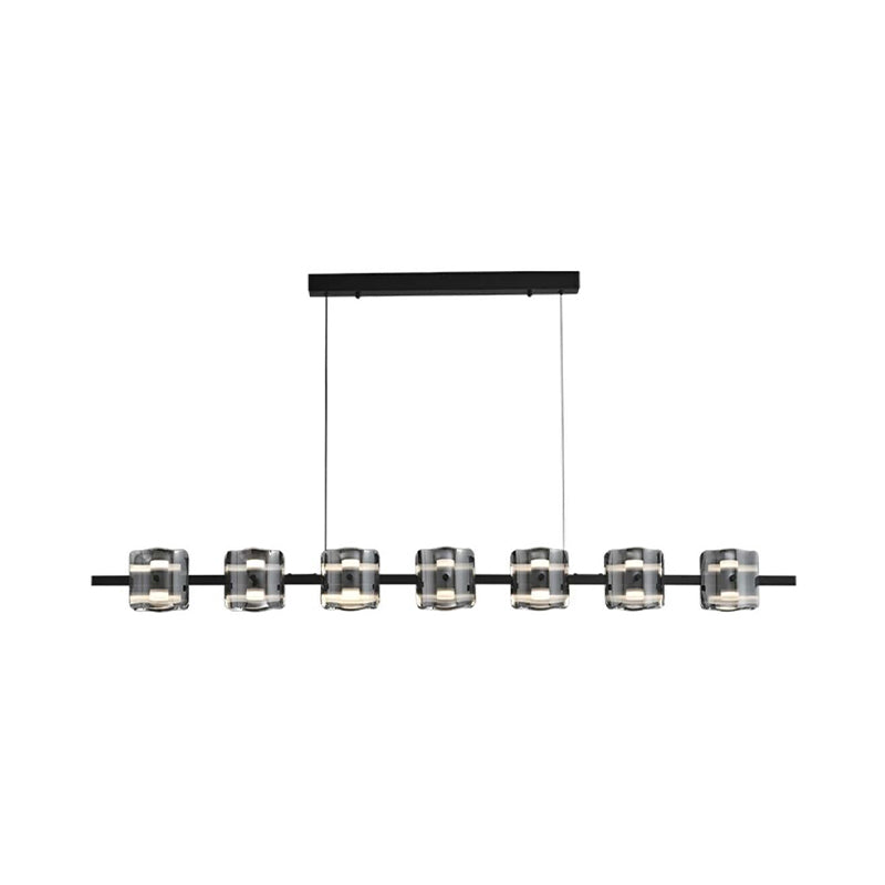 Contemporary Black Hanging Pendant Lights with Glass Shade for Dining Room