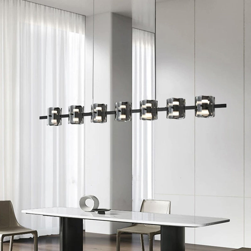 Contemporary Black Hanging Pendant Lights with Glass Shade for Dining Room