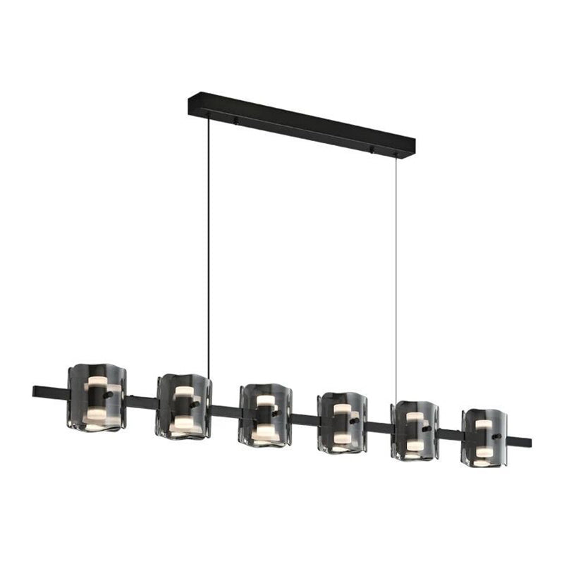 Contemporary Black Hanging Pendant Lights with Glass Shade for Dining Room