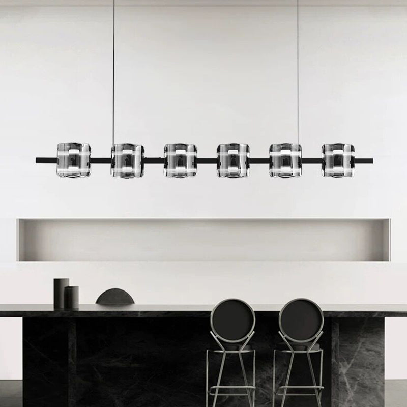 Contemporary Black Hanging Pendant Lights with Glass Shade for Dining Room