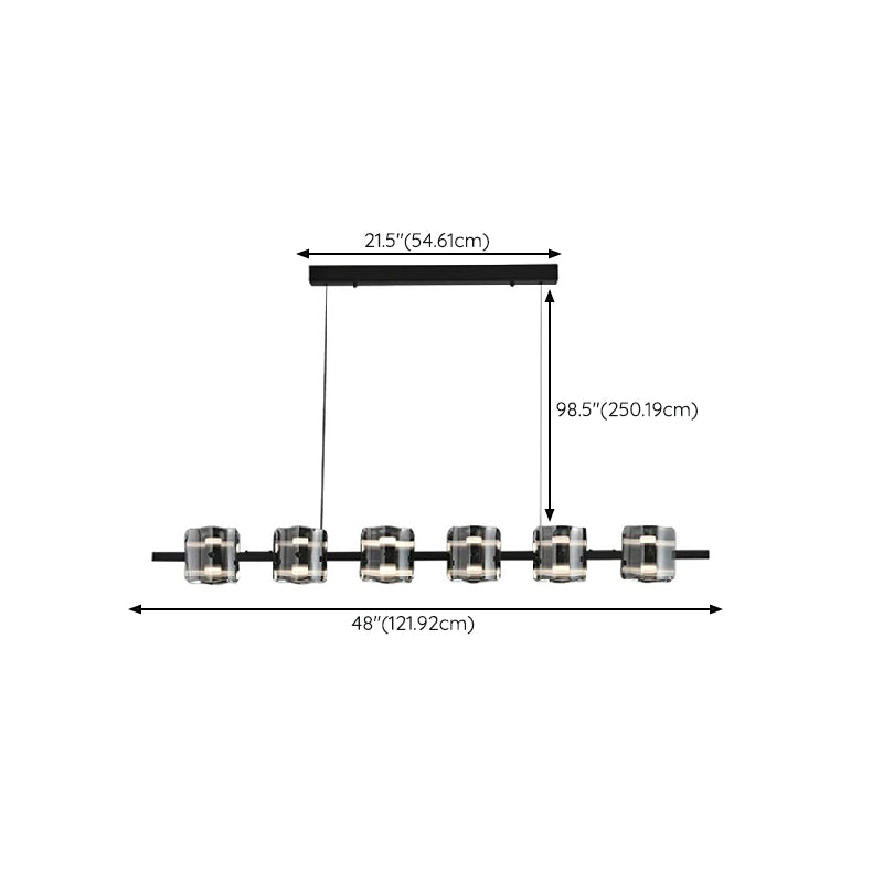 Contemporary Black Hanging Pendant Lights with Glass Shade for Dining Room