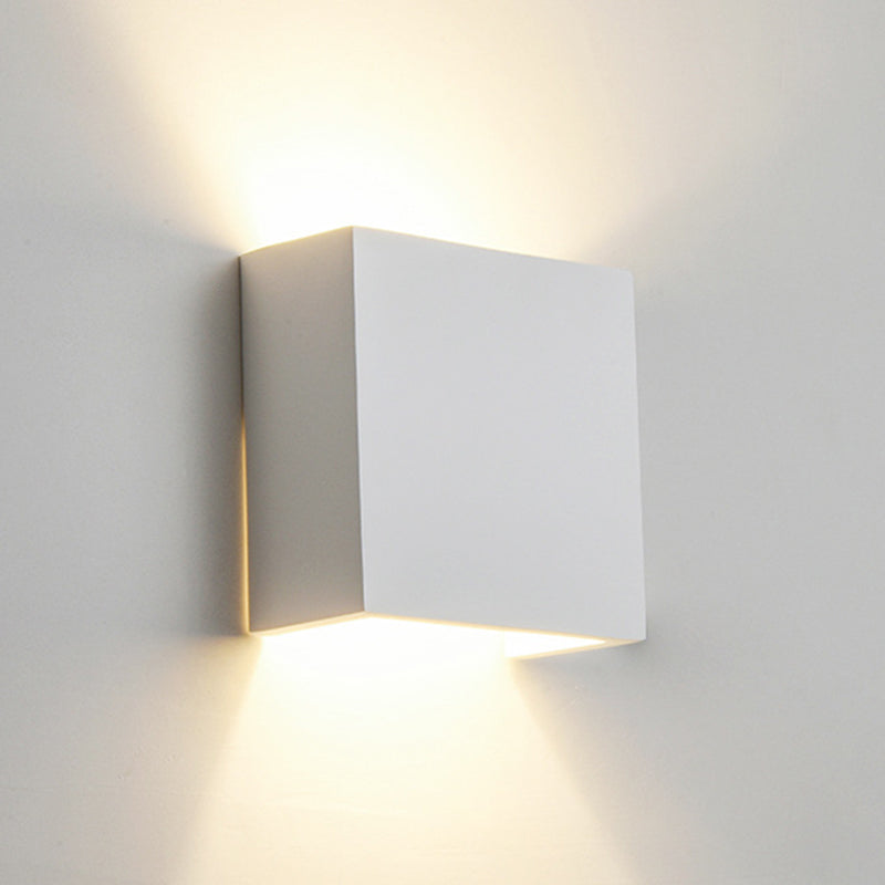 Metal Square Wall Light Fixture Minimalist in White for Bedroom