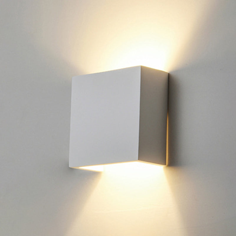 Metal Square Wall Light Fixture Minimalist in White for Bedroom