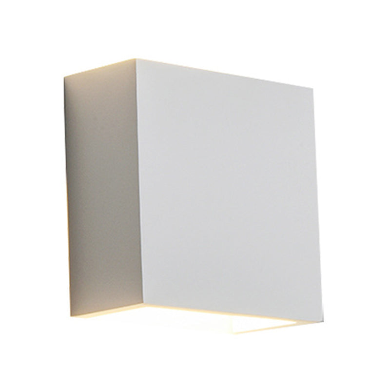 Metal Square Wall Light Fixture Minimalist in White for Bedroom