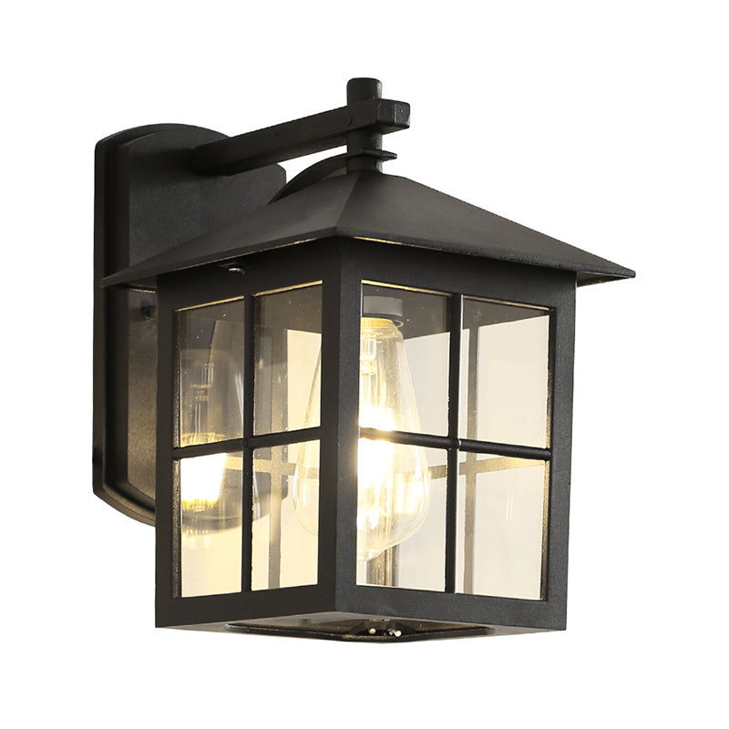 Modern Square outside Sconce Light Kit Glass 1 Light in Black