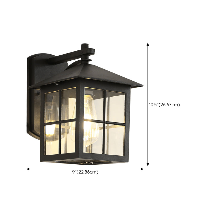 Modern Square outside Sconce Light Kit Glass 1 Light in Black