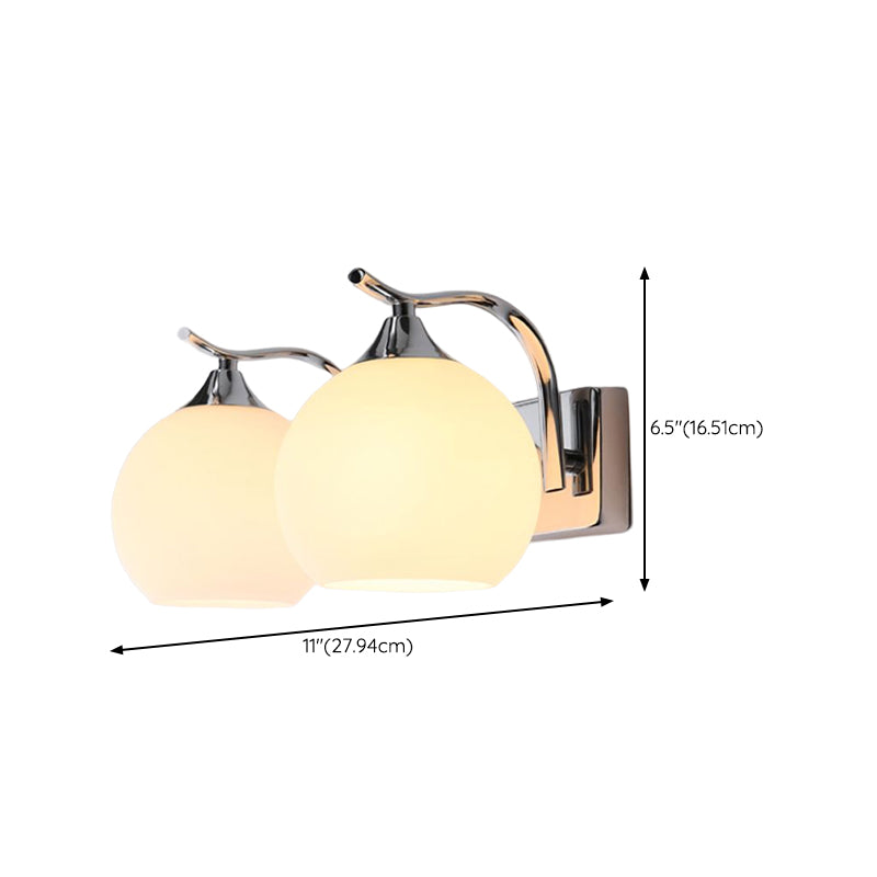 Modern Style Wall Mount Lamp Spherical with Glass Shade for Bedroom
