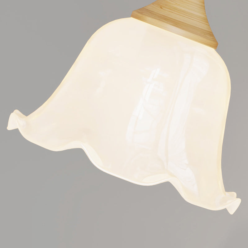 Modern Wall Mount Lamp 1-Light Wooden with Glass Shade for Living Room