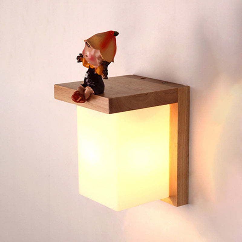 Modern Wooden Wall Light Fixture with 1 Light for Bedroom Living Room
