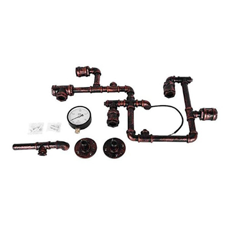 Industrial Wall Sconce Metal Pipe Shape Wall Light for Living Room in Rust