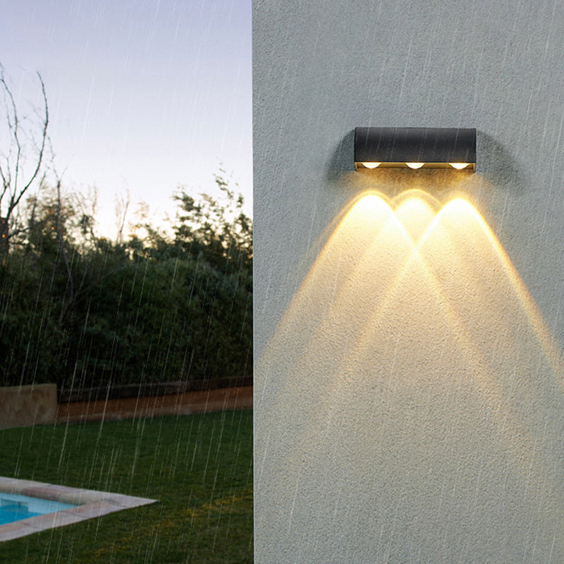 3-Light White/Black Wall Mounted Sconce Shaded Wall Light for Outdoor