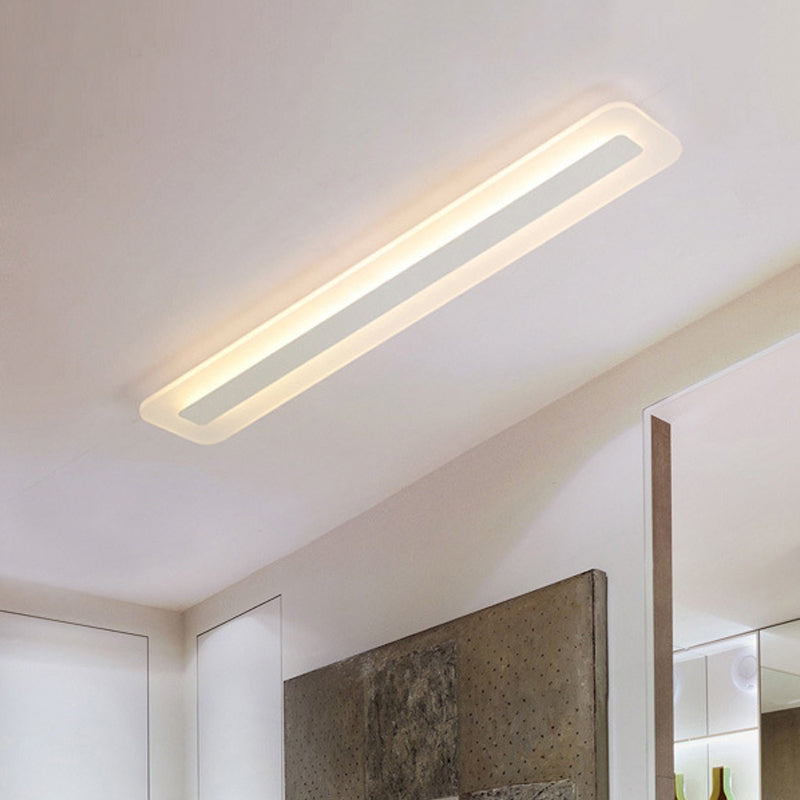 16"/23.5"/31.5" Wide Linear Acrylic Flush Mount Light Modern LED White Ceiling Mounted Fixture in Warm/White Light