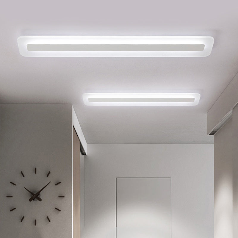 16"/23.5"/31.5" Wide Linear Acrylic Flush Mount Light Modern LED White Ceiling Mounted Fixture in Warm/White Light
