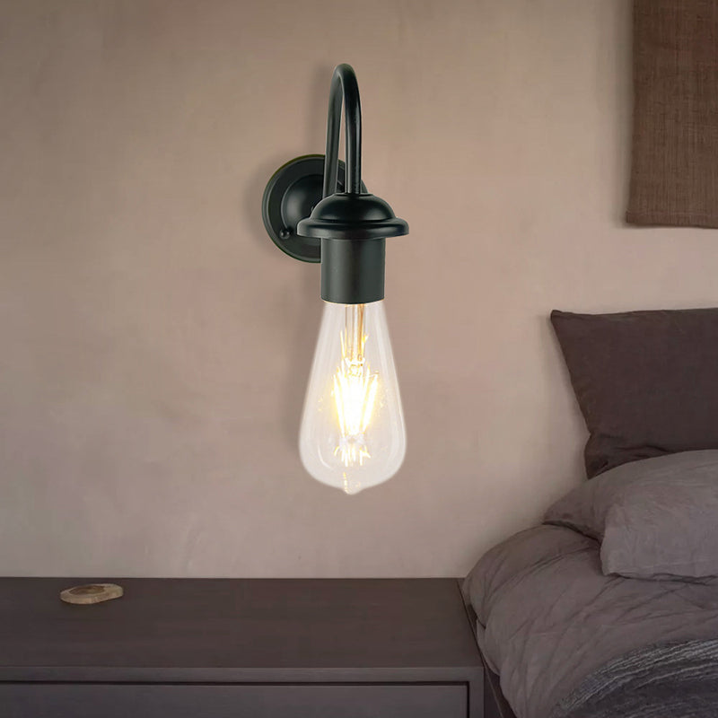 Contemporary Metal Wall Sconce Linear Shape Wall Light for Living Room in Black