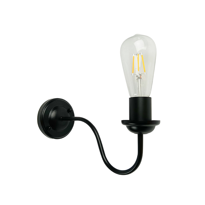 Contemporary Metal Wall Sconce Linear Shape Wall Light for Living Room in Black