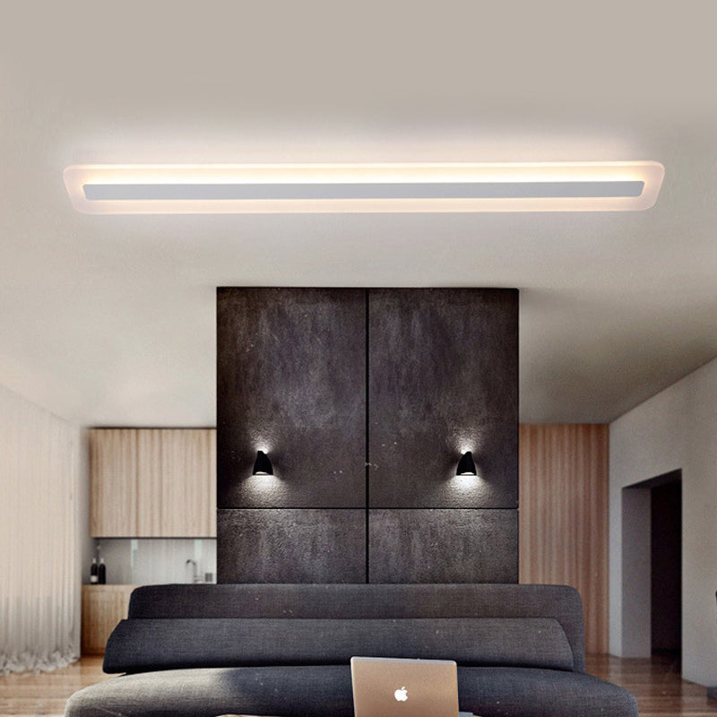 16"/23.5"/31.5" Wide Linear Acrylic Flush Mount Light Modern LED White Ceiling Mounted Fixture in Warm/White Light