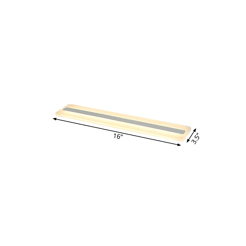 16"/23.5"/31.5" Wide Linear Acrylic Flush Mount Light Modern LED White Ceiling Mounted Fixture in Warm/White Light