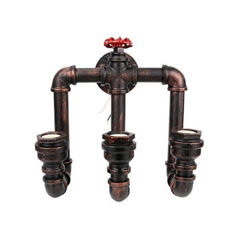 Metal Industrial Wall Sconce Pipe Shape Wall Light for Living Room in Rust