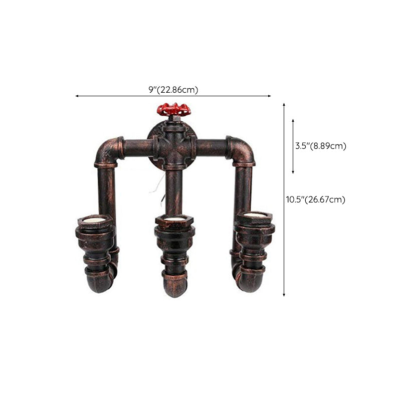 Metal Industrial Wall Sconce Pipe Shape Wall Light for Living Room in Rust