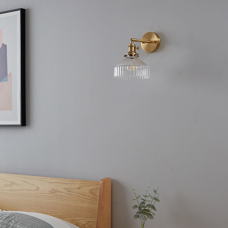 Single Golden Modern Wall Mounted Sconce Glass Shaded Wall Light for Living Room