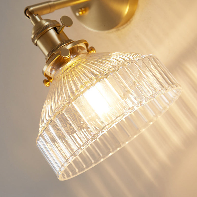 Single Golden Modern Wall Mounted Sconce Glass Shaded Wall Light for Living Room