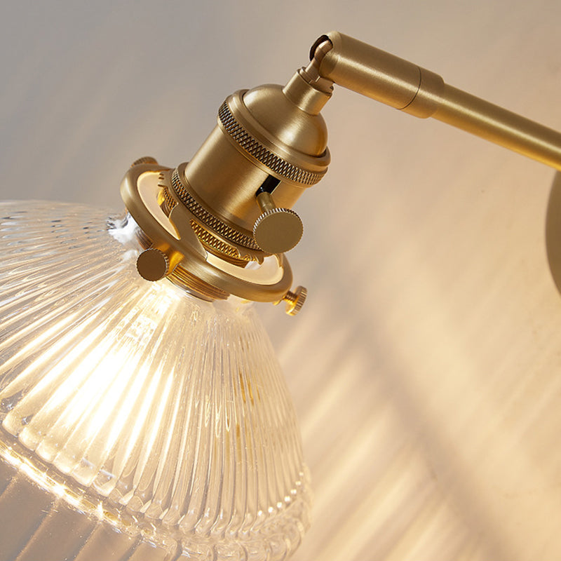 Single Golden Modern Wall Mounted Sconce Glass Shaded Wall Light for Living Room
