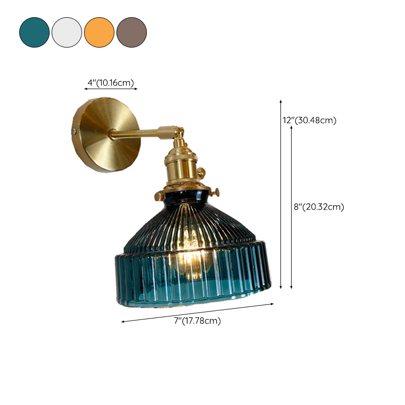 Single Golden Modern Wall Mounted Sconce Glass Shaded Wall Light for Living Room