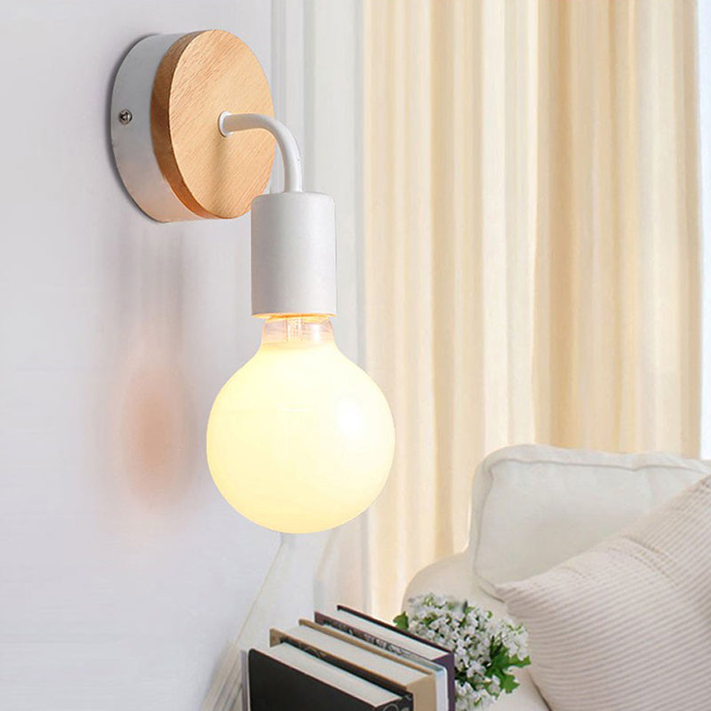 Contemporary Wood Wall Sconce Metal Linear Shape Wall Light for Bedroom