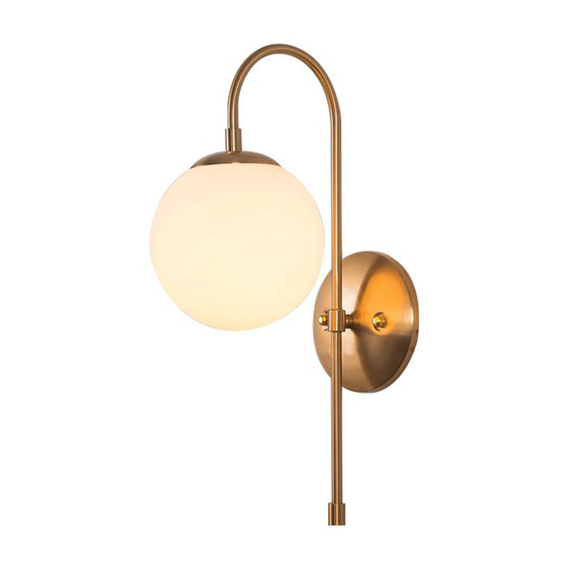 Single Golden Modernism Wall Mounted Sconce Glass Shaded Wall Light for Foyer