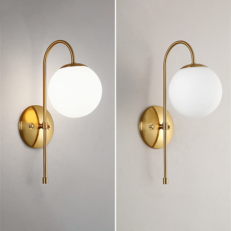 Single Golden Modernism Wall Mounted Sconce Glass Shaded Wall Light for Foyer