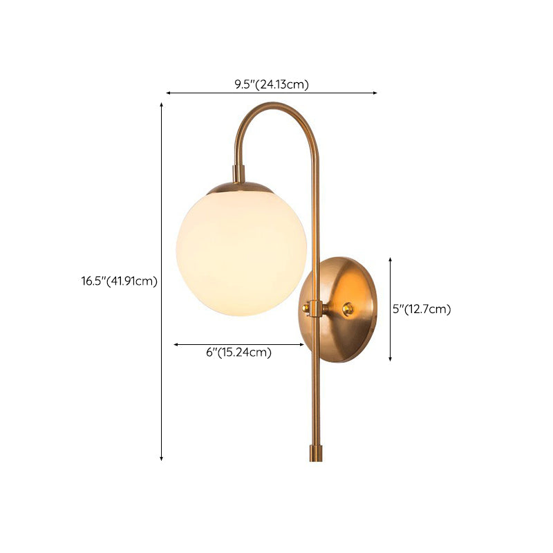 Single Golden Modernism Wall Mounted Sconce Glass Shaded Wall Light for Foyer