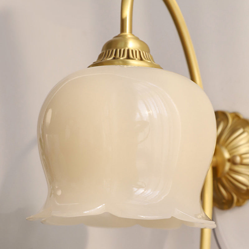 Single Golden Wall Mounted Sconce Modernism Glass Shaded Wall Light for Foyer