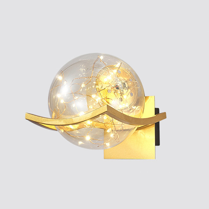 Single Golden/White/Black Wall Mounted Sconce Modernism Glass Shaded Wall Light for Foyer