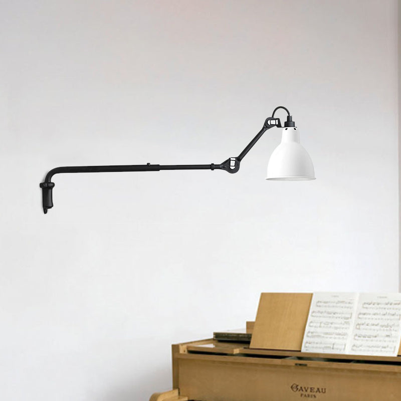 Estilo modernista de pared en forma de tazón metálico 1 accesorio ligero de iluminación en negro/blanco para dormitorio