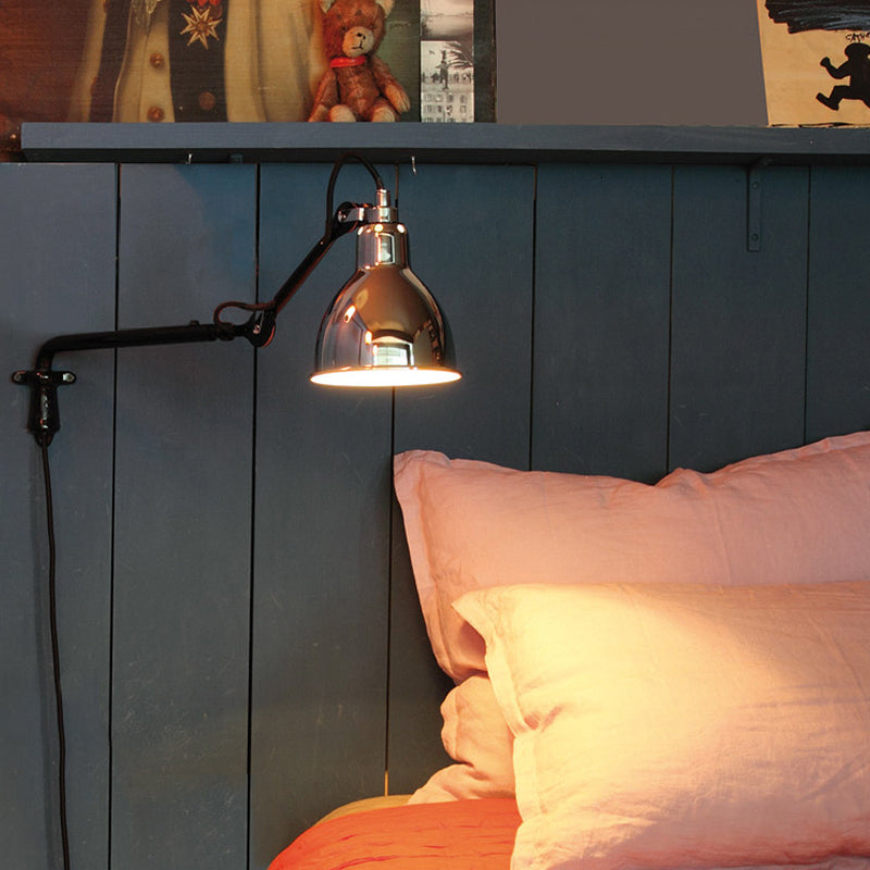 Estilo modernista de pared en forma de tazón metálico 1 accesorio ligero de iluminación en negro/blanco para dormitorio