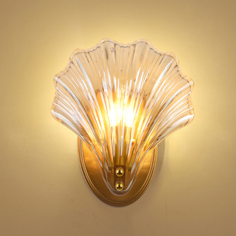 Single Contemporary Golden Glass Shape Unique Bathroom Vanity Light