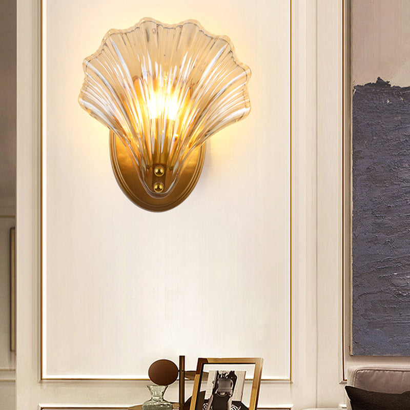 Single Contemporary Golden Glass Shape Unique Bathroom Vanity Light