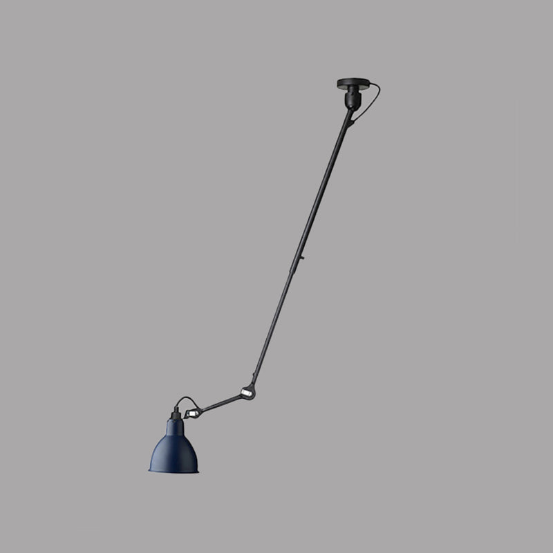 Dome Metallic Shade Pendant Lamp Modern Style 1 Bulb Black/Gray Ceiling Lighting with Articulated Arm for Kitchen