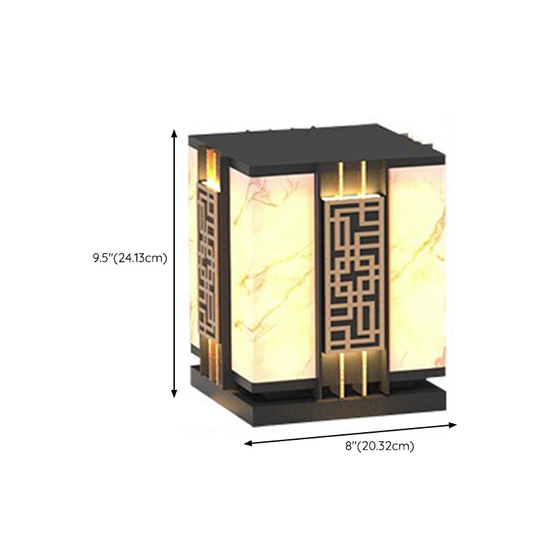 Metal Rectangle Waterproof Pillar Lamp Modern 1 Light Outdoor Light in Black