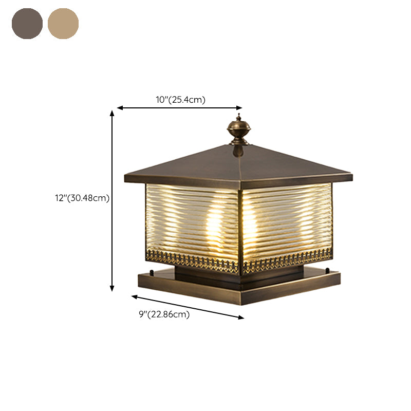 Metal Rectangle Shape Waterproof Pillar Lamp Modern Style 1-Light Outdoor Light